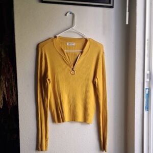 H&M Mustard Ribbed Knit Top